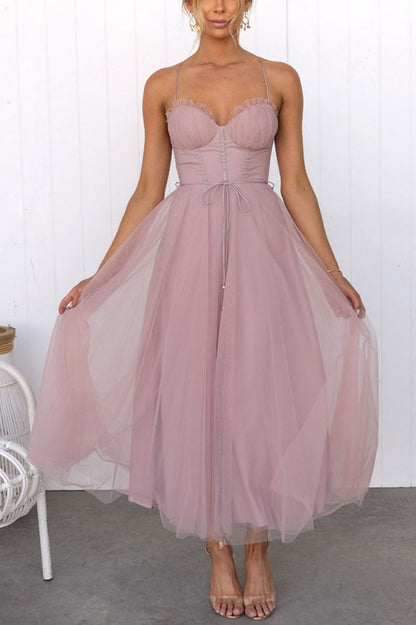 Modern-day Princess Chiffon Suspenders Party Maxi Dress