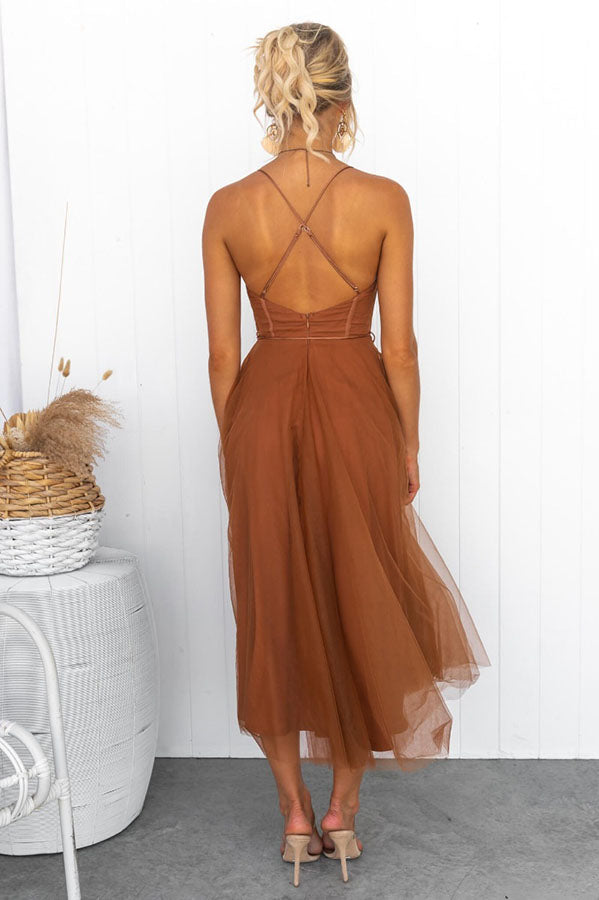 Modern-day Princess Chiffon Suspenders Party Maxi Dress