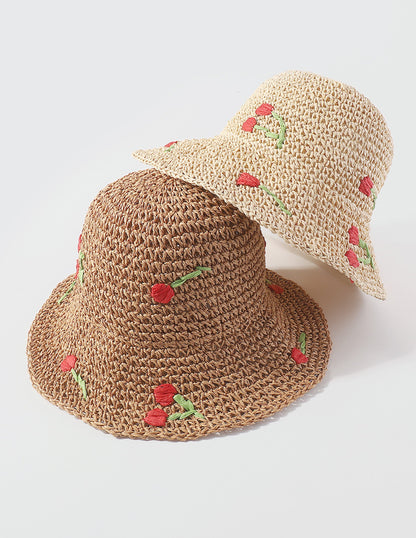 Chapeau bob à fleurs tissées