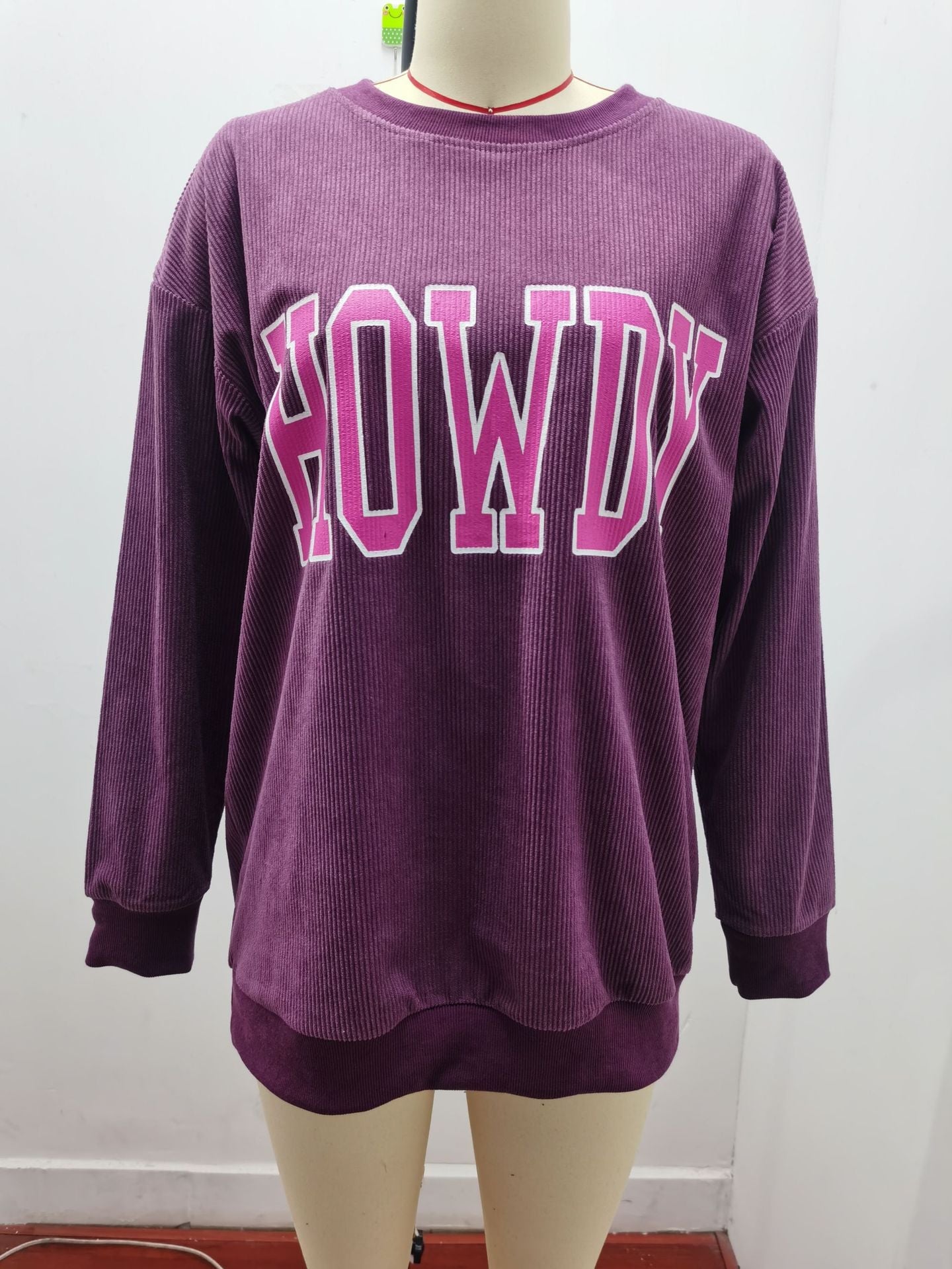 Corduroy Letter Crewneck Sweatshirt