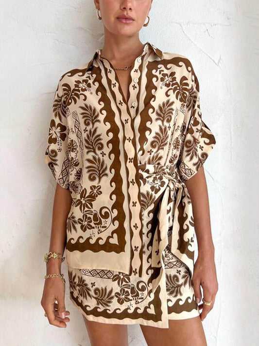 Ethnic Exquisite Printed Fashion Casual Σετ