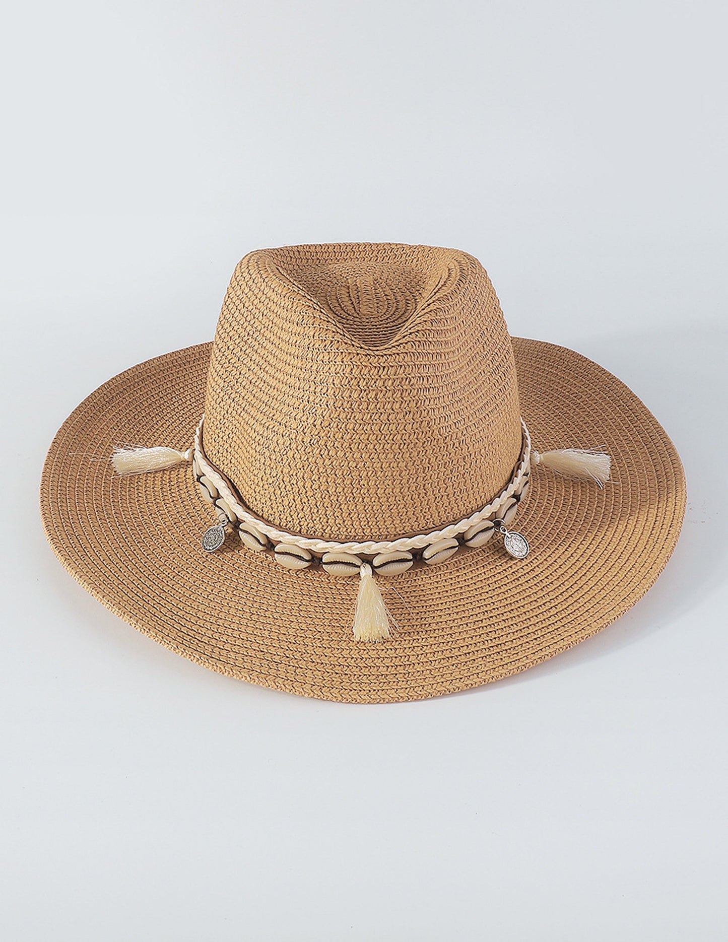 Sombrero De Paja Con Borlas De Concha