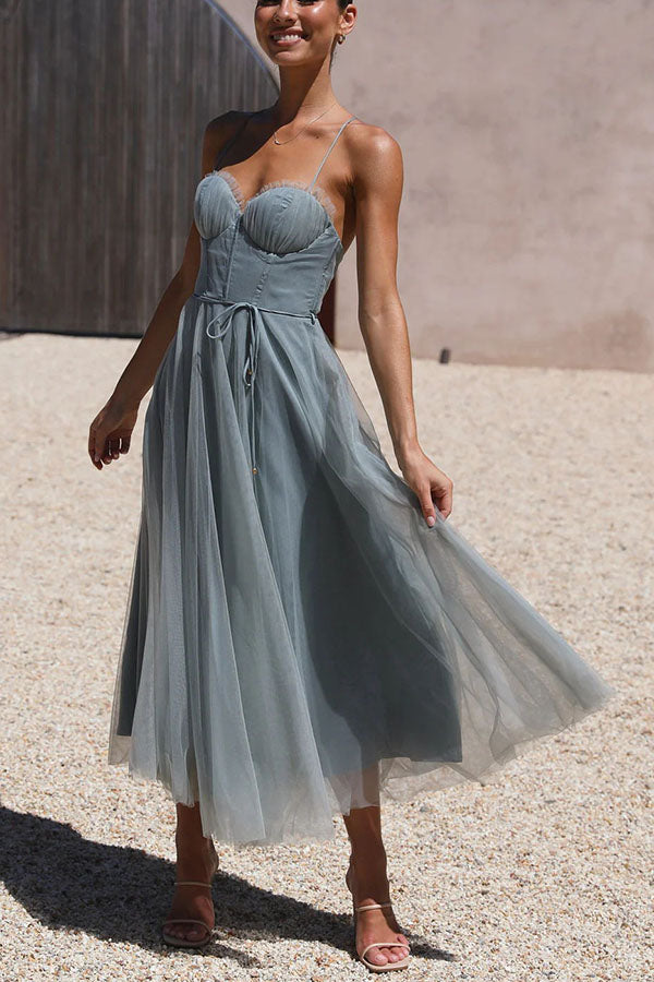 Modern-day Princess Chiffon Suspenders Party Maxi Dress