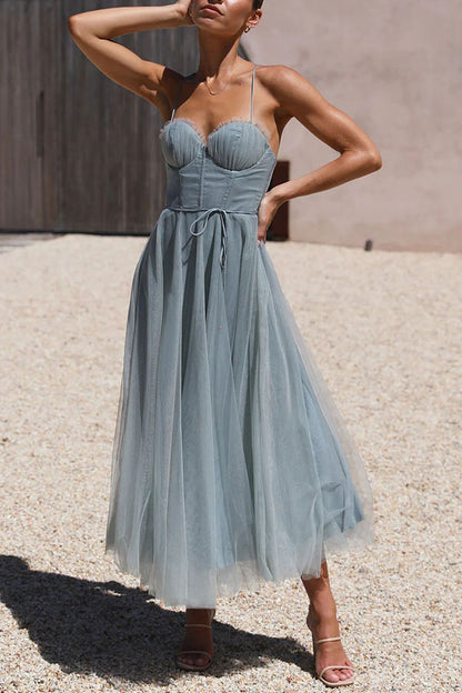 Modern-day Princess Chiffon Suspenders Party Maxi Dress