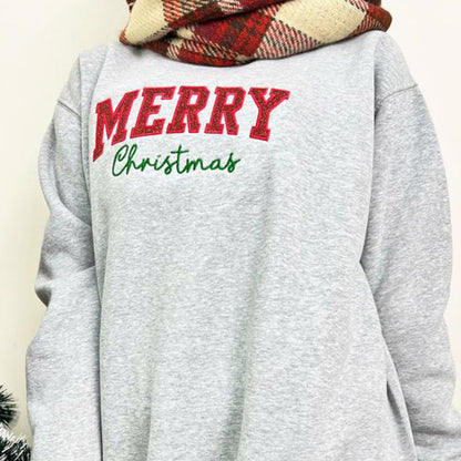 Christmas Red Side Bow Embroidered Sweatshirt