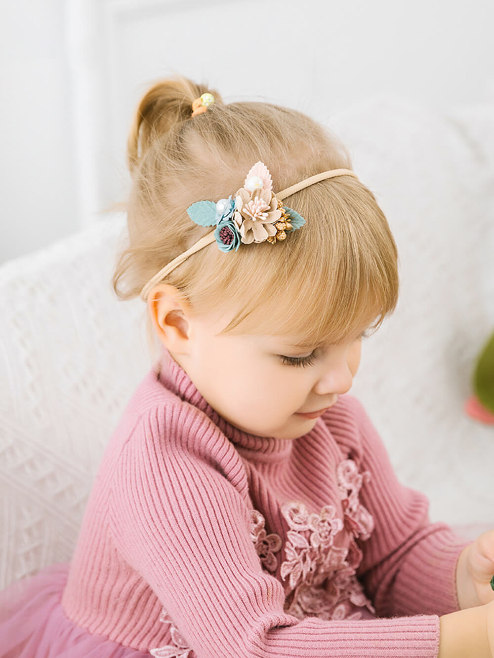 Fascia floreale per bambini Corona di fiori verde salvia