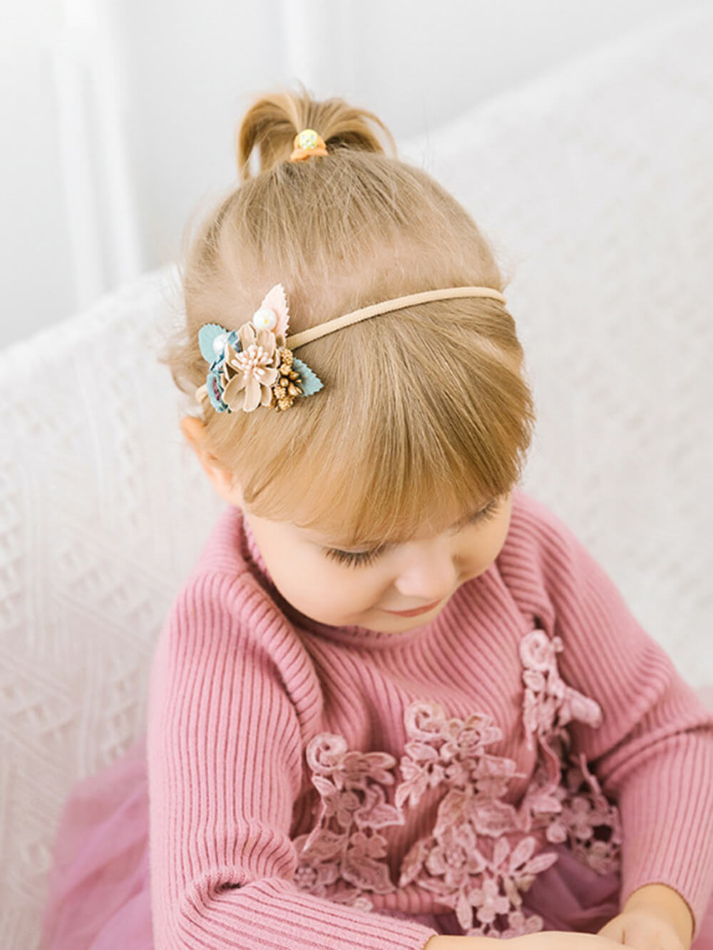 Babyblommigt pannband Sage Green Flowers Crown