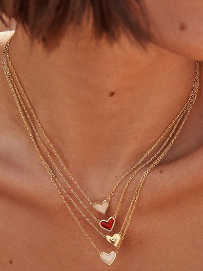 Collana regolabile in pietra naturale con cuore di pesca