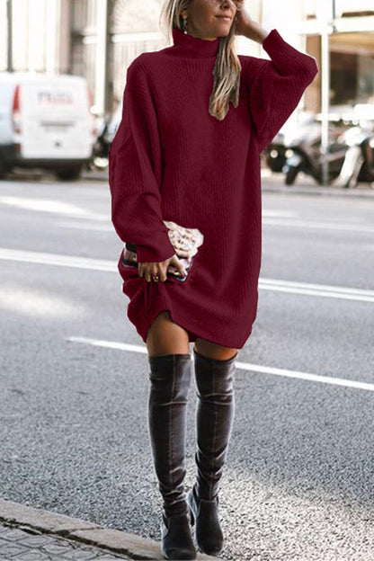 Rosiedress Turtleneck Ribbstickad Oversized Sweater Dress