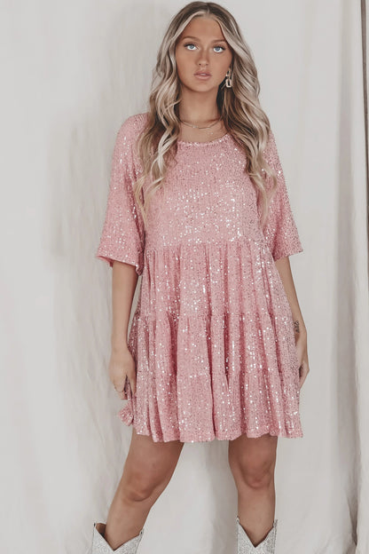 Gran oferta de primavera 2024✨Vestido Baby Doll con lentejuelas❤️Compre 2 envío gratis