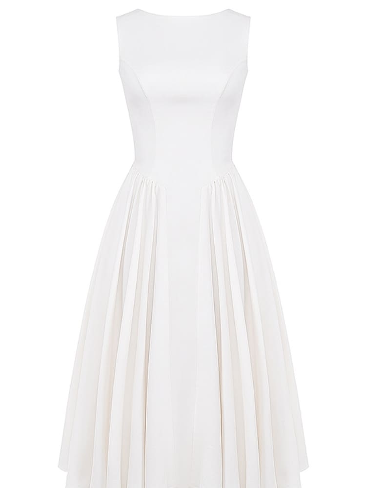 Robe d'été midi en sergé blanc 