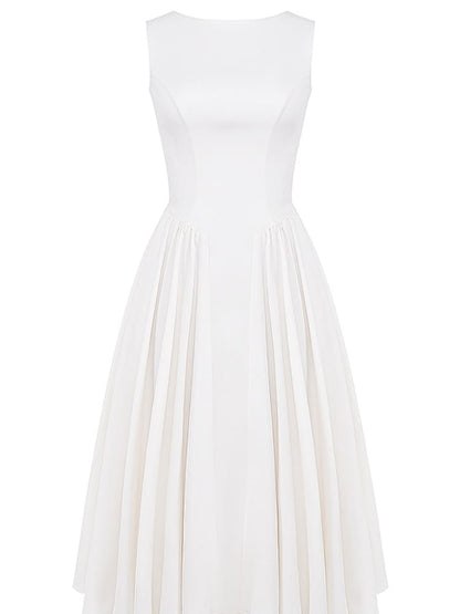 White Twill Midi Sundress