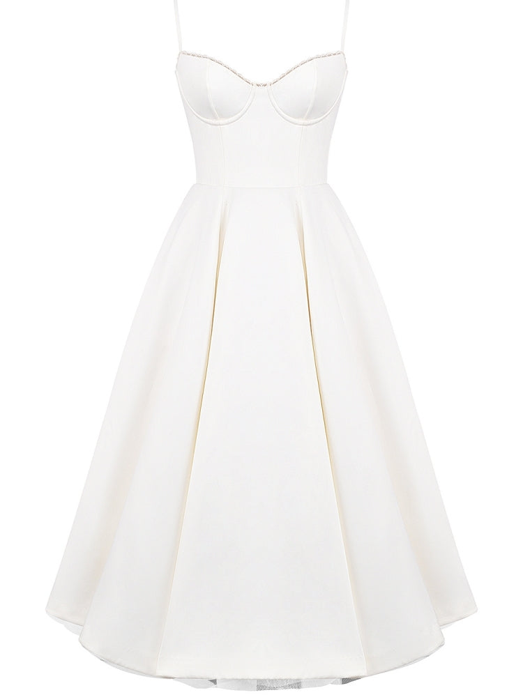 Abito midi in tulle bianco