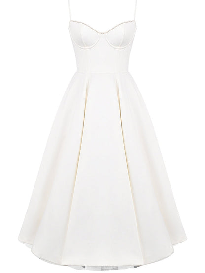 Abito midi in tulle bianco