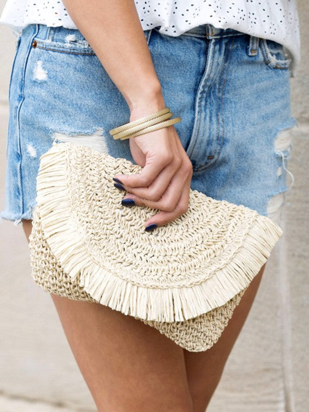 Flosset Raffia Clutch