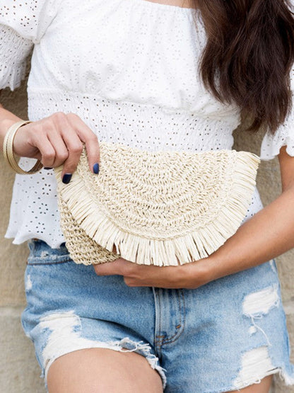 Flosset Raffia Clutch