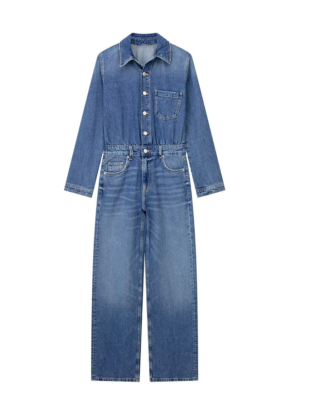 Casual Straight Denim Jumpsuit