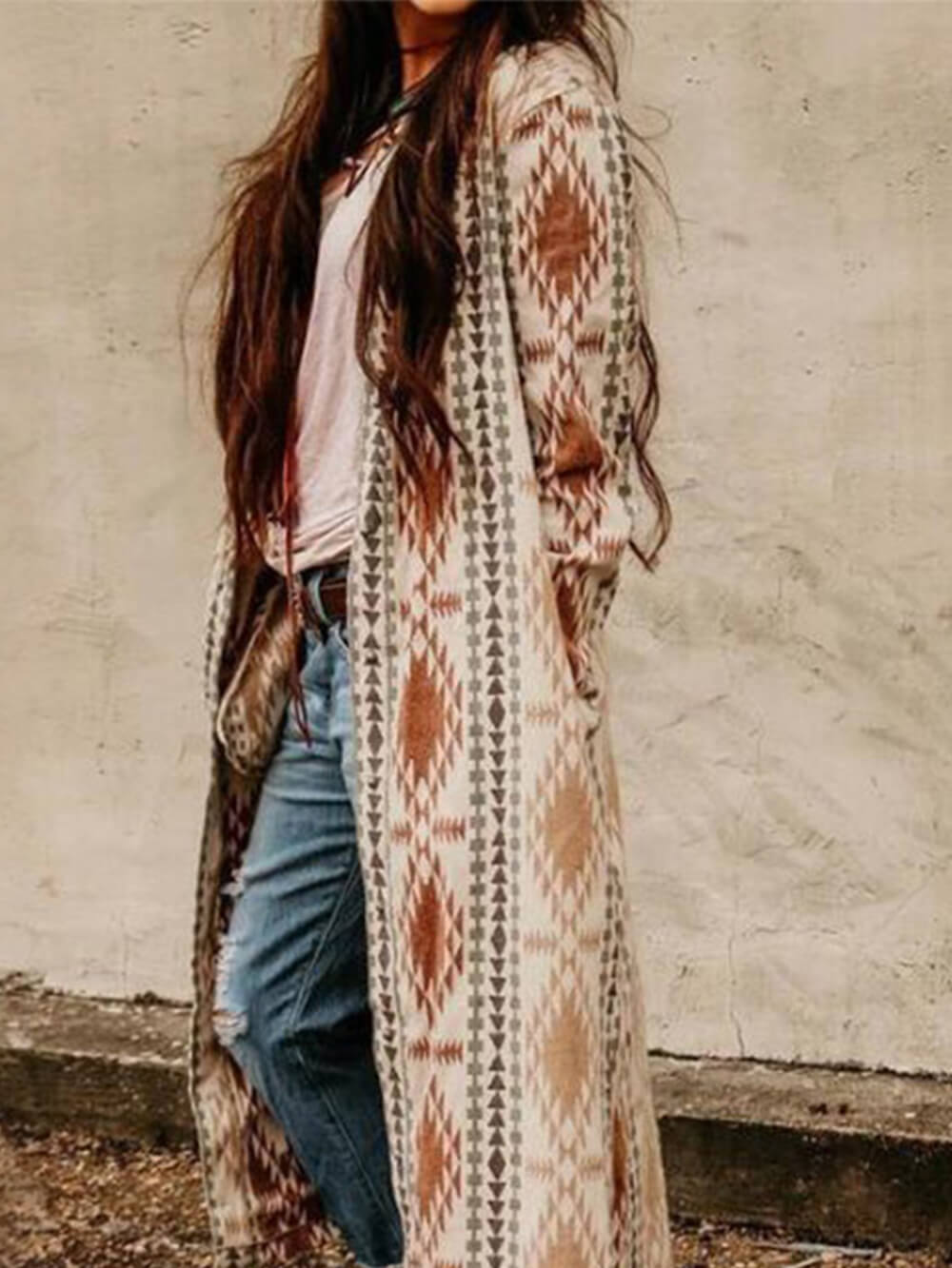 Cappotto casual cardigan Boho azteco