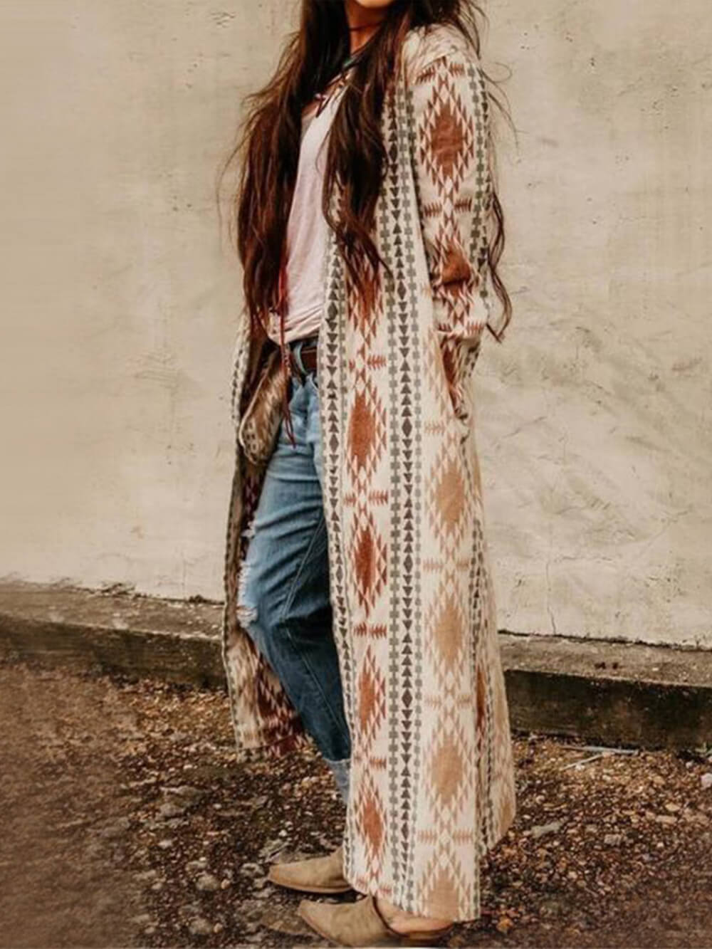 Cappotto casual cardigan Boho azteco