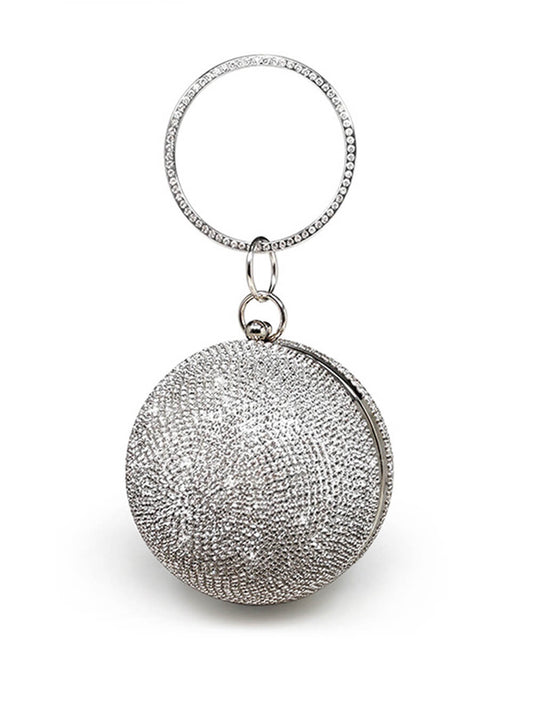 Fourre-tout rond en strass et cristal