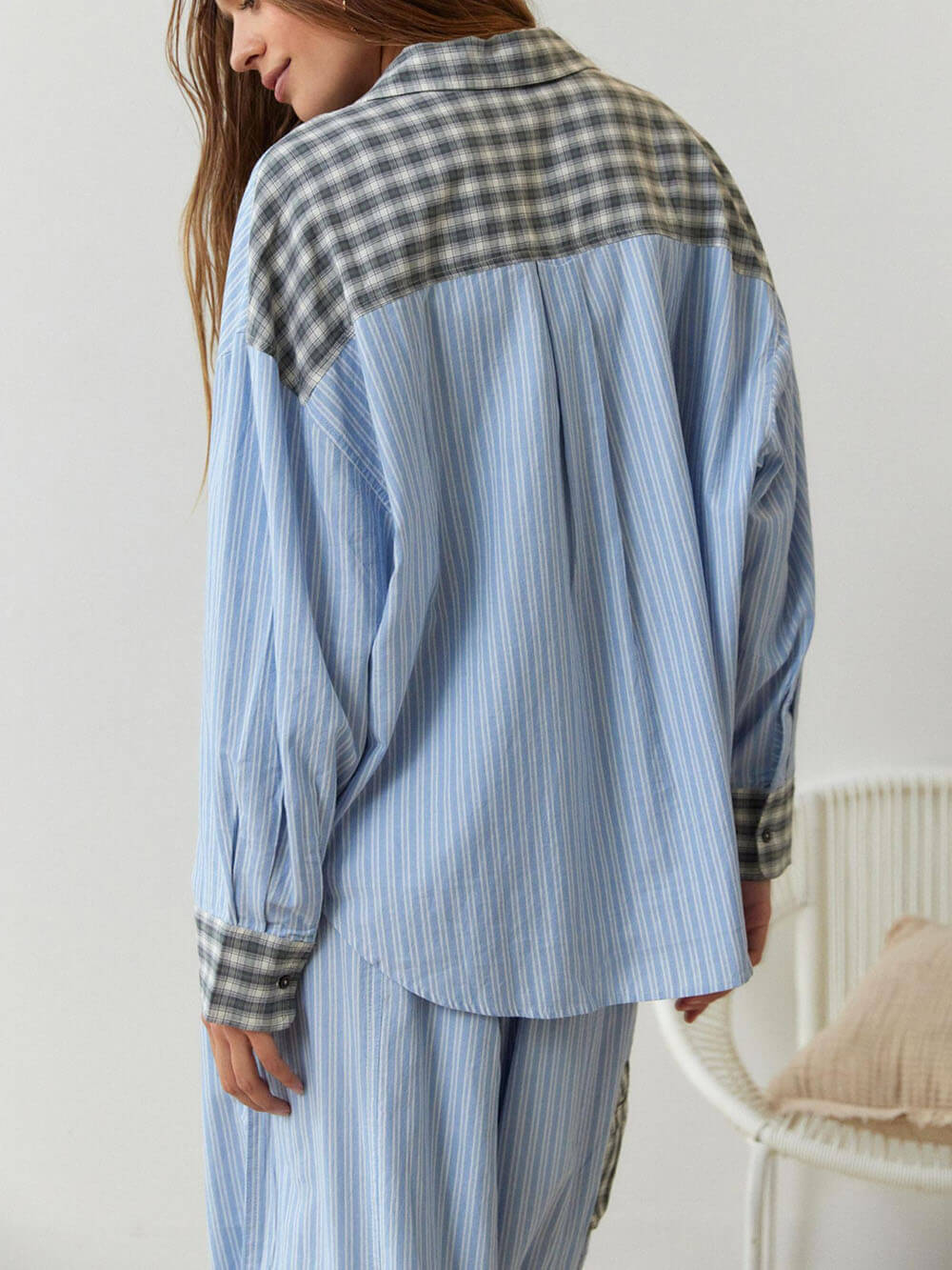 Sky Blue Loose Splice Pyjamas Set