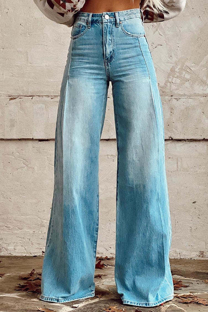 Rosiedress Distressed Wide Leg Casual Denim Byxor