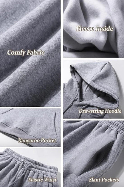 Casual Kangaroo Pocket Hoodie & Sweatpants Set