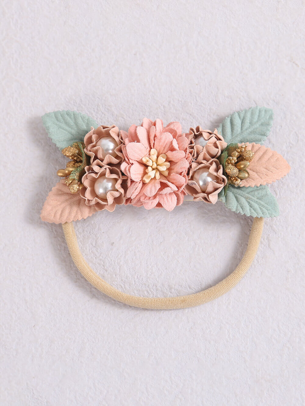 Bandeau floral pour bébé Couronne de fleurs dorées au miel