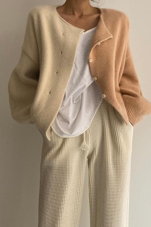 Rosiedress Drop Shoulder Color Block Sweater Cardigan