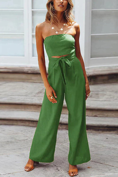 Rosiedress Off Shoulder fluga Midja Jumpsuit med vida ben