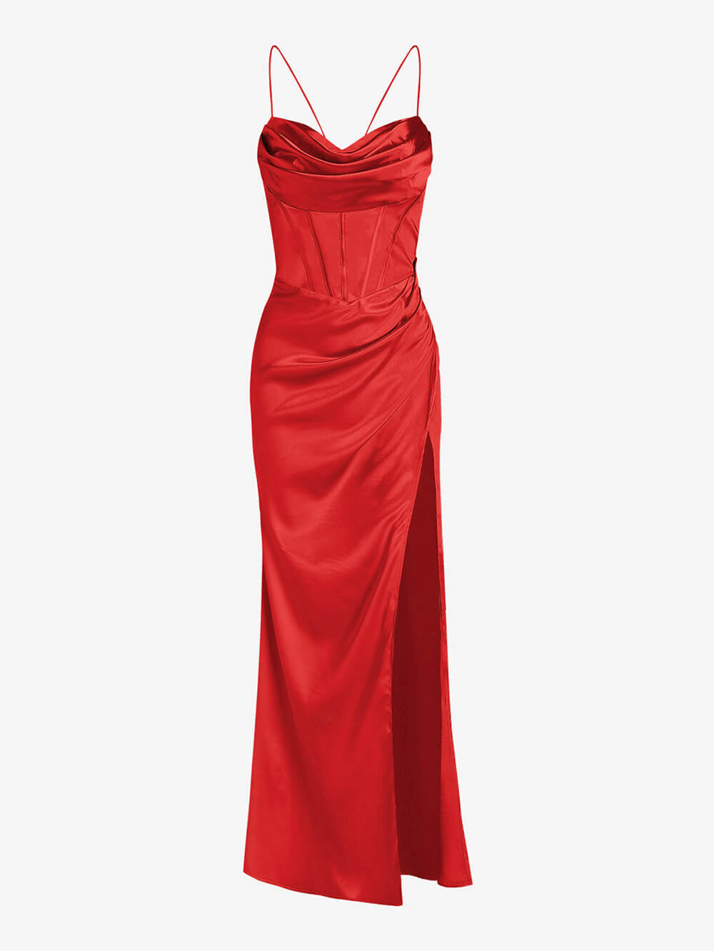 Robe longue ajustée en satin 