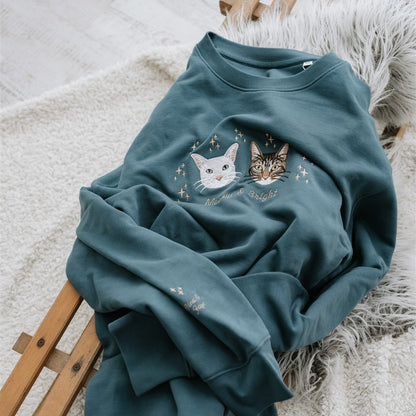 Sweat-shirt brodé personnalisé de Noël avec portrait d'animal de compagnie