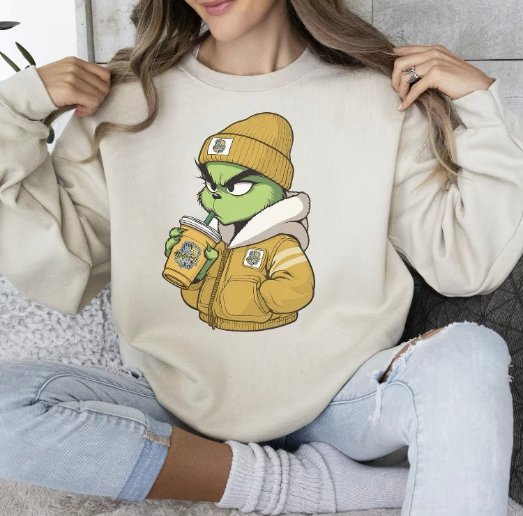 Christmas Movie Characters Drinking Sweatshirt