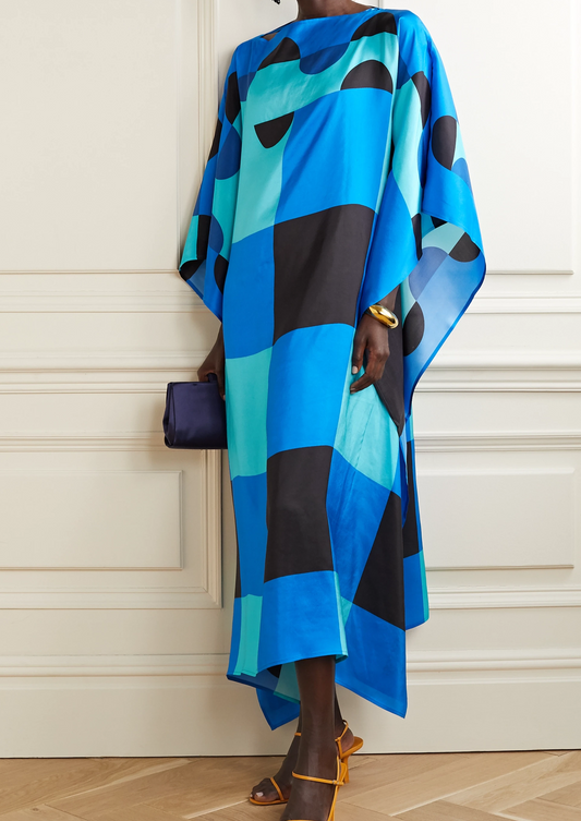 Eleganter Kaftan mit blauem Karomuster