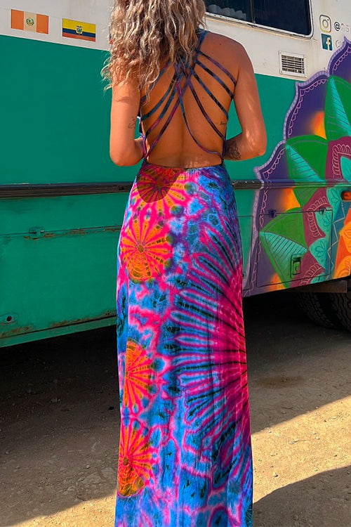 Rosiedress Strappy Backless Tie Dye Maxi Dress