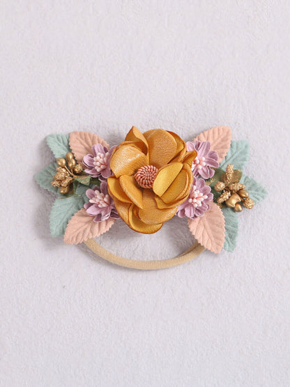 Baby Floral Headband Honey Gold Flowers Κορώνα