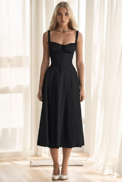 Fragmented Long A-line Slim Fit Split Hollow Open Back Suspended Dress