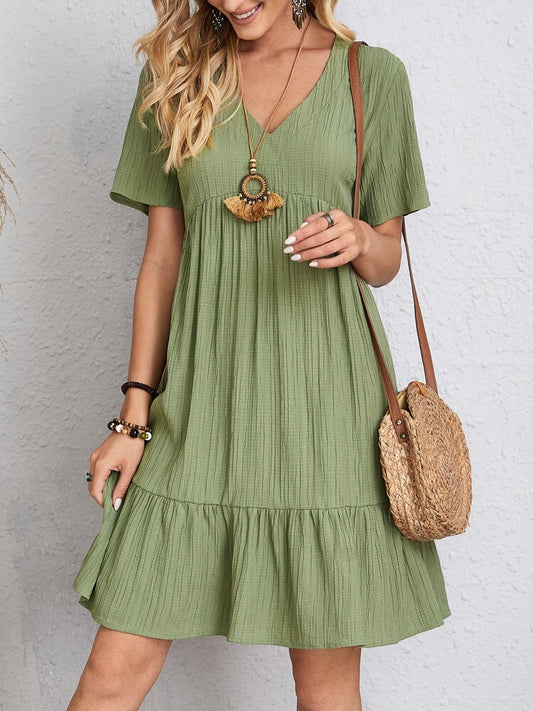 Short Sleeve Waist Dress