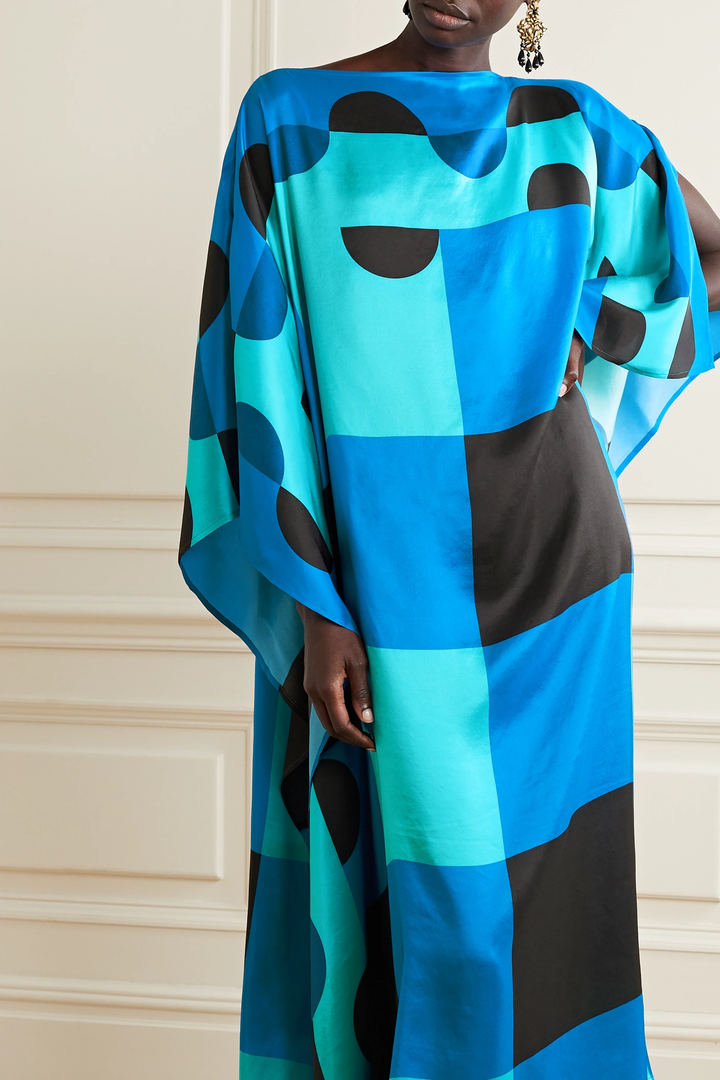 Eleganter Kaftan mit blauem Karomuster