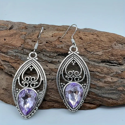 Handmade Amethyst Design Dangle Earrings