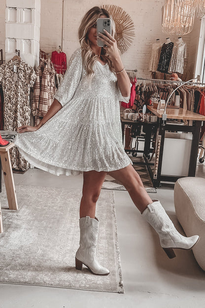 Gran oferta de primavera 2024✨Vestido Baby Doll con lentejuelas❤️Compre 2 envío gratis