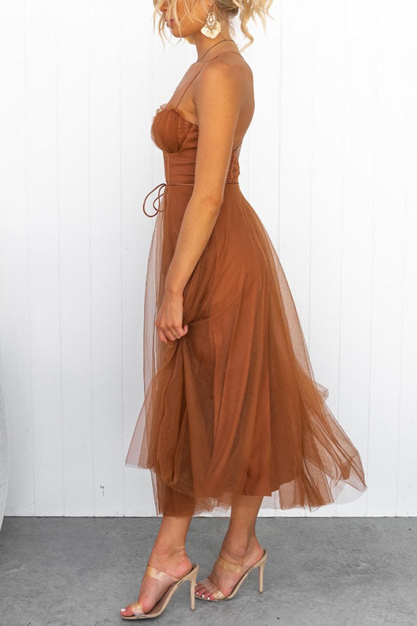 Modern-day Princess Chiffon Suspenders Party Maxi Dress