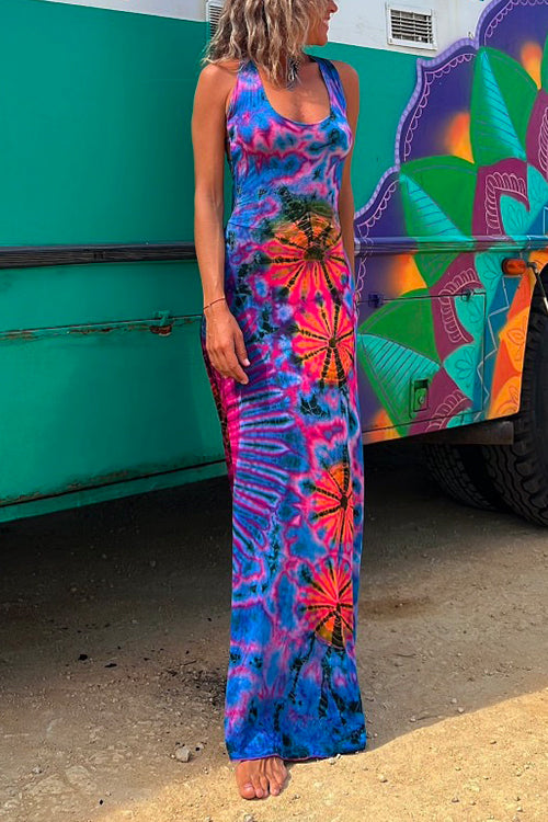 Rosiedress Strappy Backless Tie Dye Maxi Dress