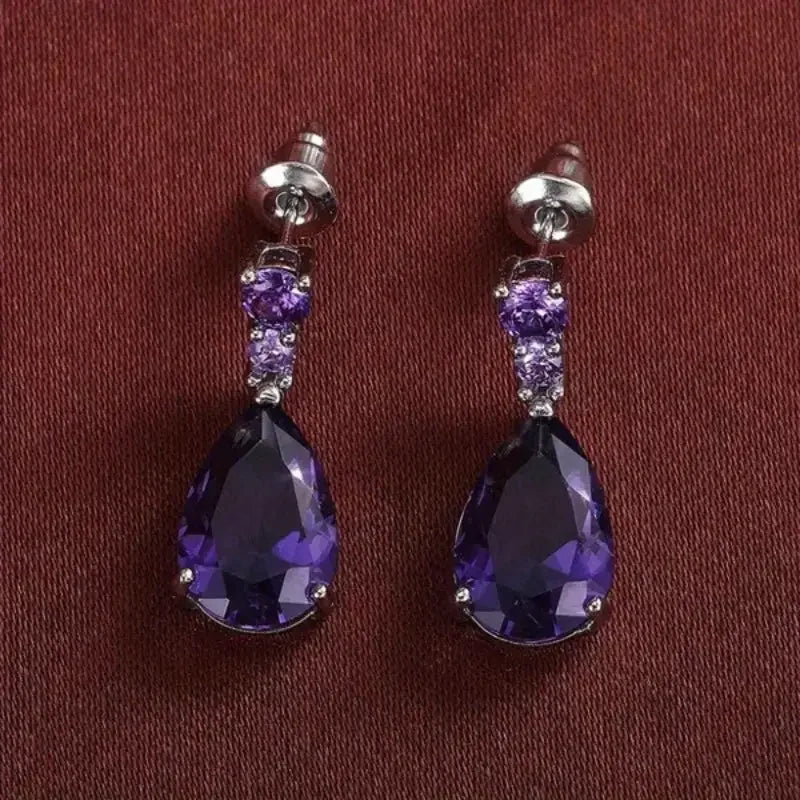 Exquisite Waterdrop Amethyst Drop Earrings