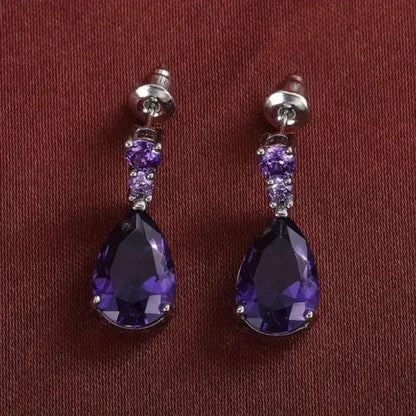 Exquisite Waterdrop Amethyst Drop Earrings