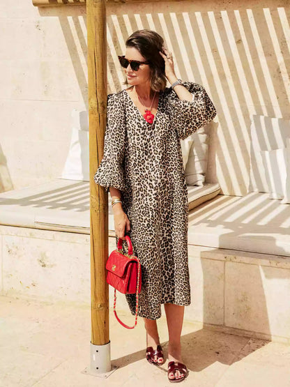 Enchanted Wilderness Leopard Print Midi Dress