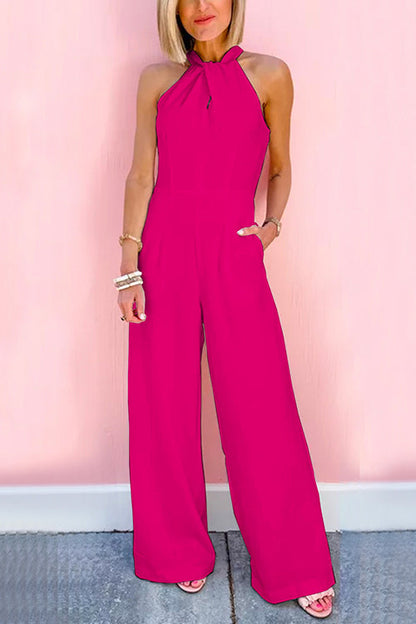 7 färger ärmlös grimma Jumpsuit med vida ben