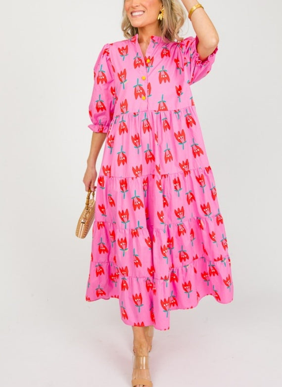 Print MAXI DRESS, STRAWBERRY