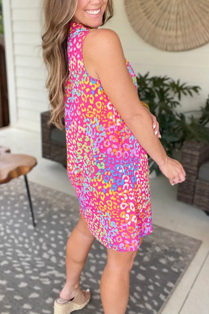 Colorful Leopard Print Mini Dress