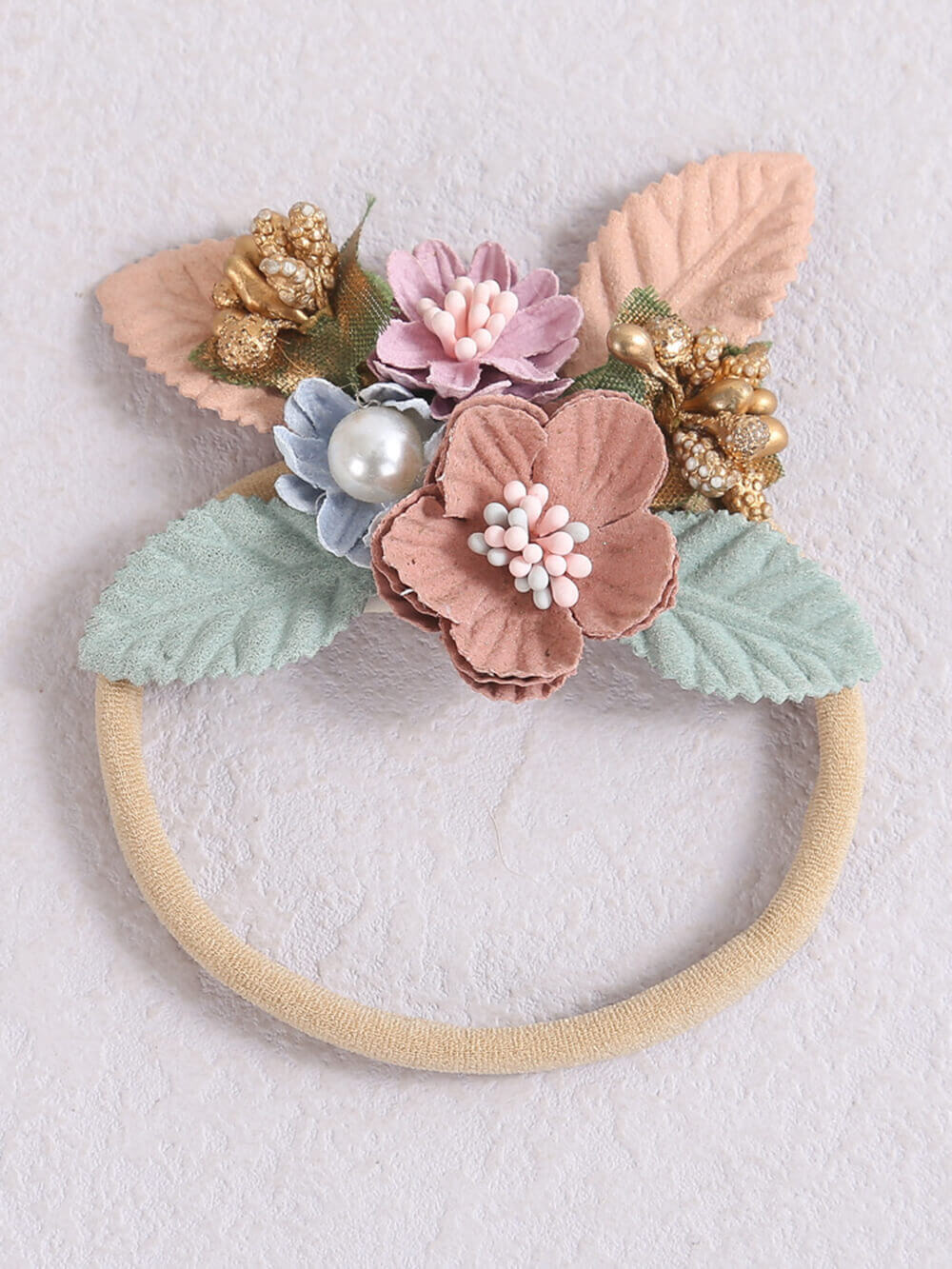 Baby Floral Headband Honey Gold Flowers Κορώνα